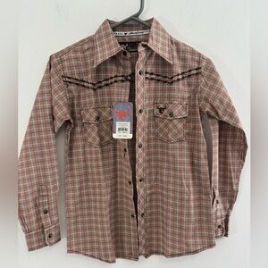 Cowboy Hardware Boys Youth Medium 7/8 Snap Button Long Sleeve Western Shirt